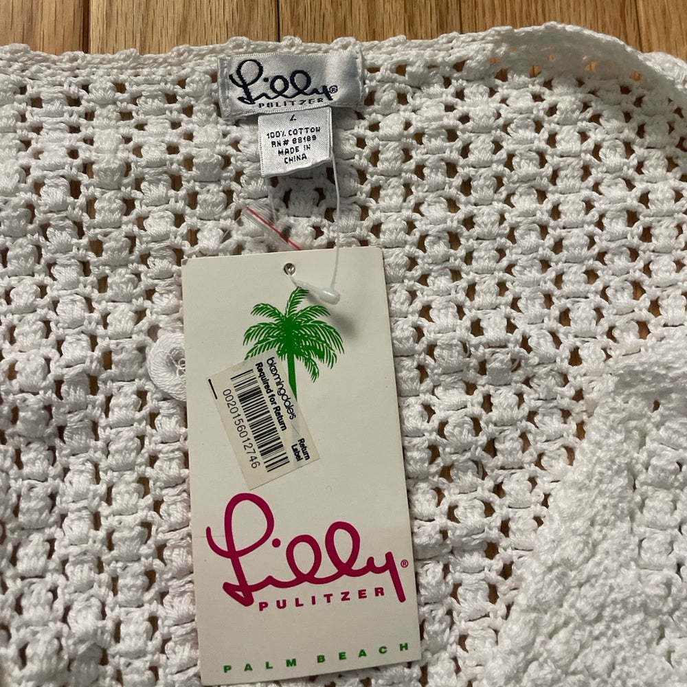 NWT Lilly Pulitzer White Knitted Cardigan Size Large