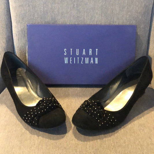 Stuart Weitzman Black Suede Wedges Size 9