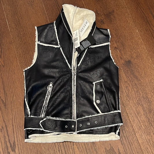 NWT Chaser Faux Leather and Fur Vest Size XS