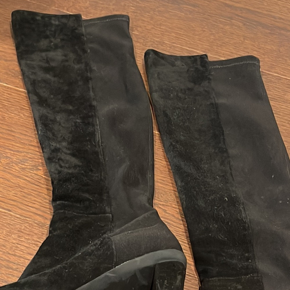 Stuart Weitzman Black Suede Knee High Boots Size 8.5