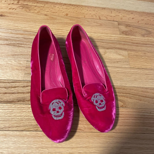 Alexander Queen Hot Pink Skull Flats Size 38 / 8