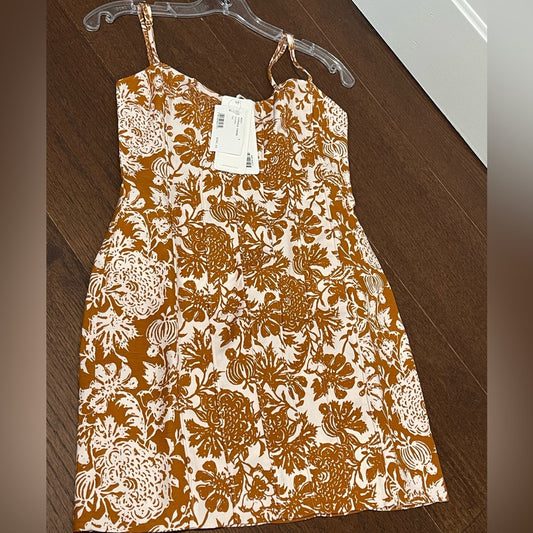 NWT Shona Joy Brown and White Spaghetti Strap Dress Size 4