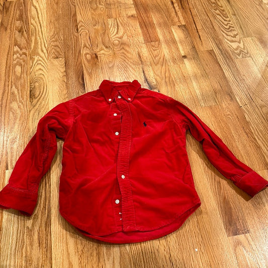 Boys Ralph Lauren Buttoned Down Shirt. Size 5. Red Long Sleeved.