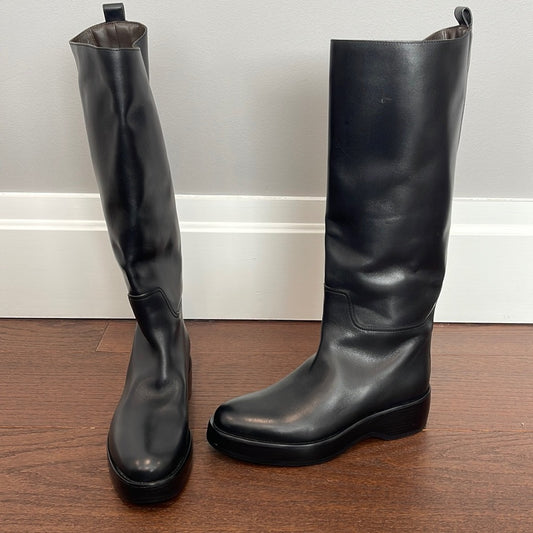 NWOT The Row Black Leather Pull On Tall Boots Size 38/8