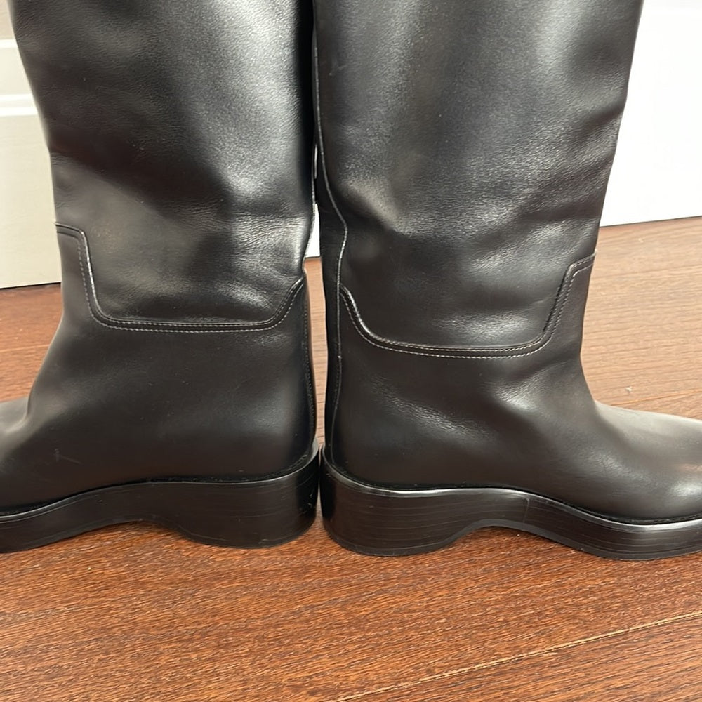 NWOT The Row Black Leather Pull On Tall Boots Size 38/8