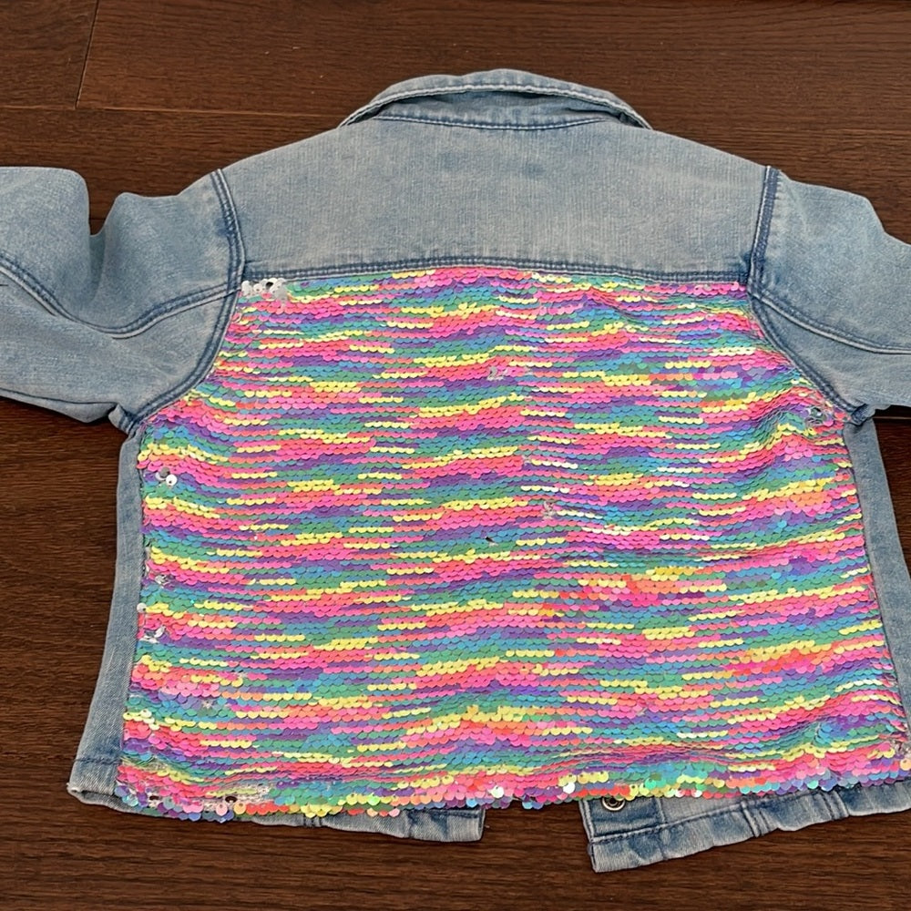 Squeeze Girls Jean Jacket With Flip Sequins Size 6x