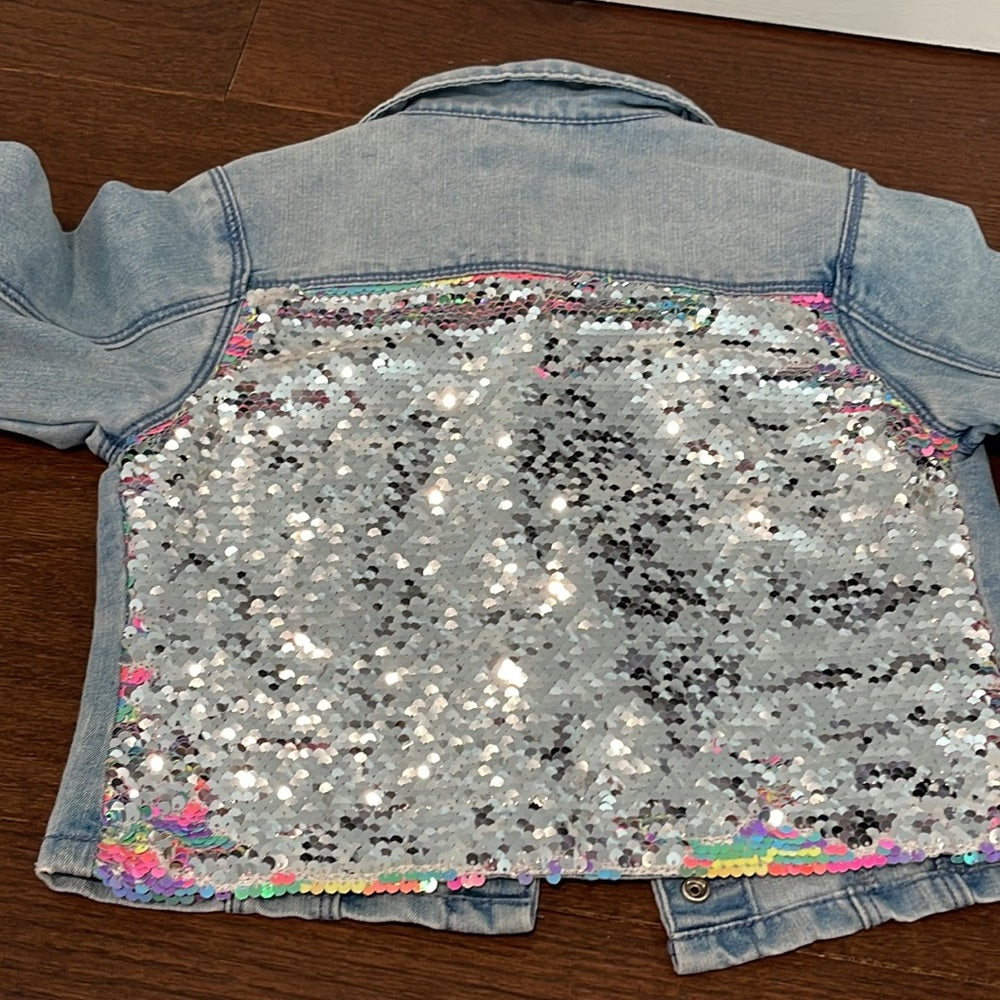 Squeeze Girls Jean Jacket With Flip Sequins Size 6x