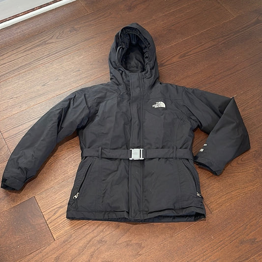 The North Face Girls Black Hooded Belted Winter Jacket Size 14/16