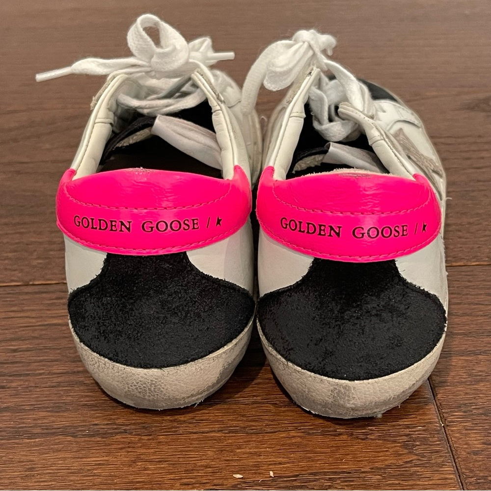 Golden Goose Women’s Super-Star Low Top White, Pink and Black Sneakers Size 37/7