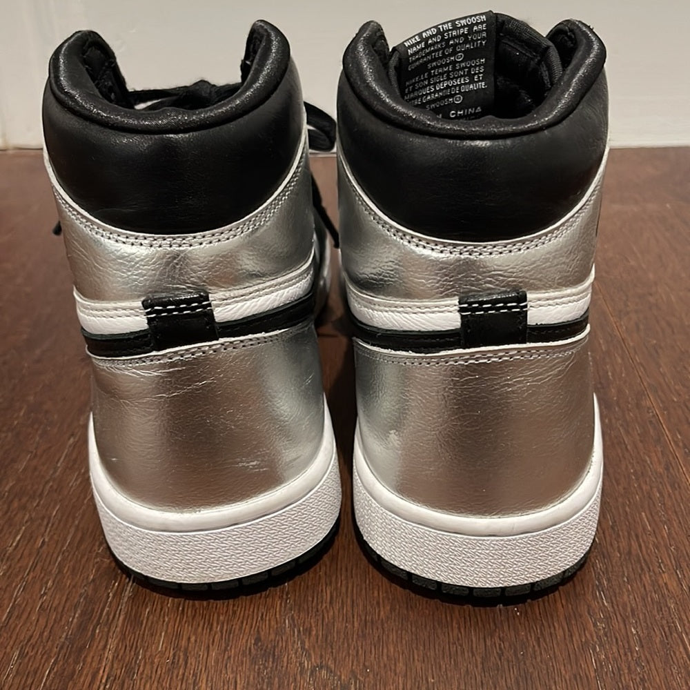 Nike Air Jordan Women’s  High Top Black White and Silver Sneakers Size 10.5