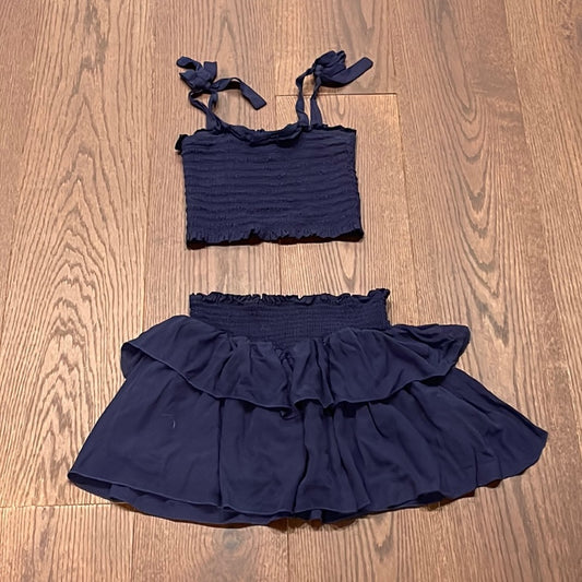 Katie J NYC Navy Smocked Tie Top and Ashley Skirt Size Junior XS