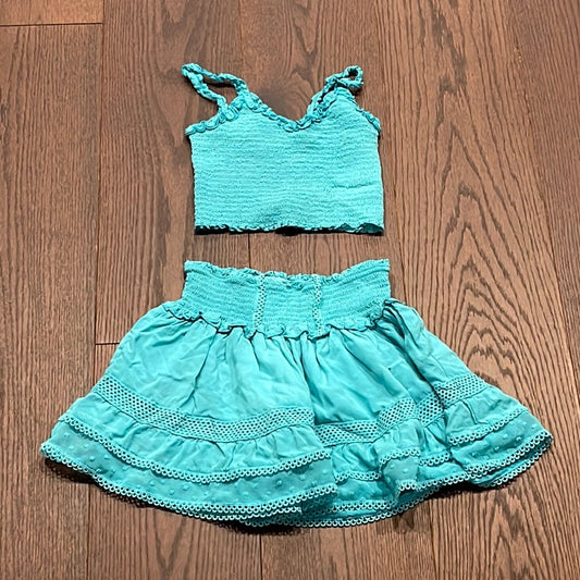 Katie J NYC Turquoise Smocked Shari Top and Ashley Skirt Size Junior XS