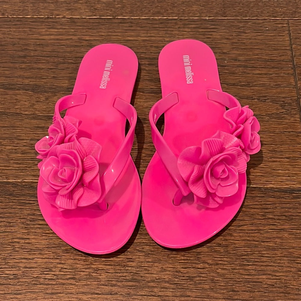 Mini Melissa Girls Pink Thong Flip Flops Size 1