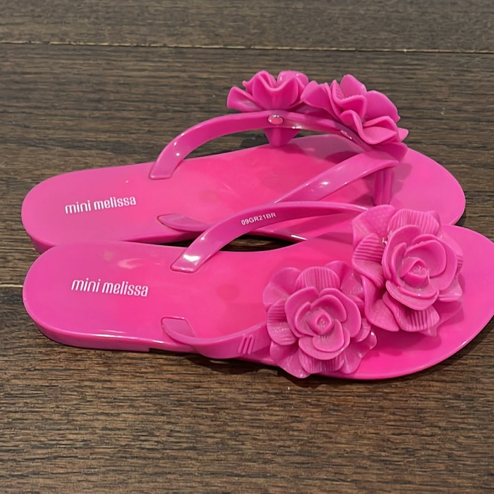 Mini Melissa Girls Pink Thong Flip Flops Size 1