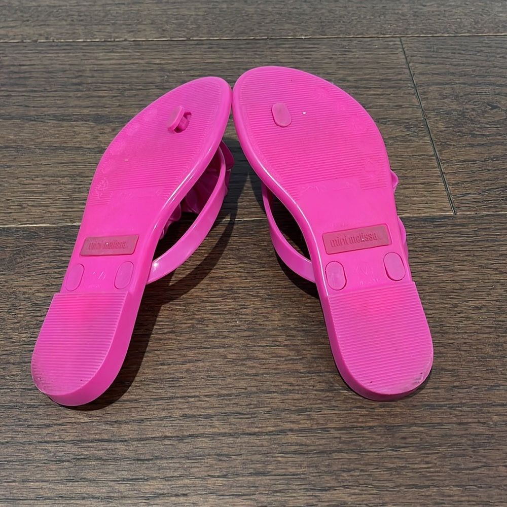 Mini Melissa Girls Pink Thong Flip Flops Size 1
