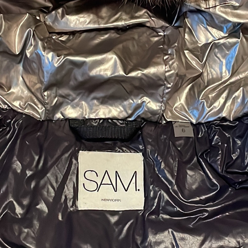 Sam Kids silver jacket with furry hood Size 6