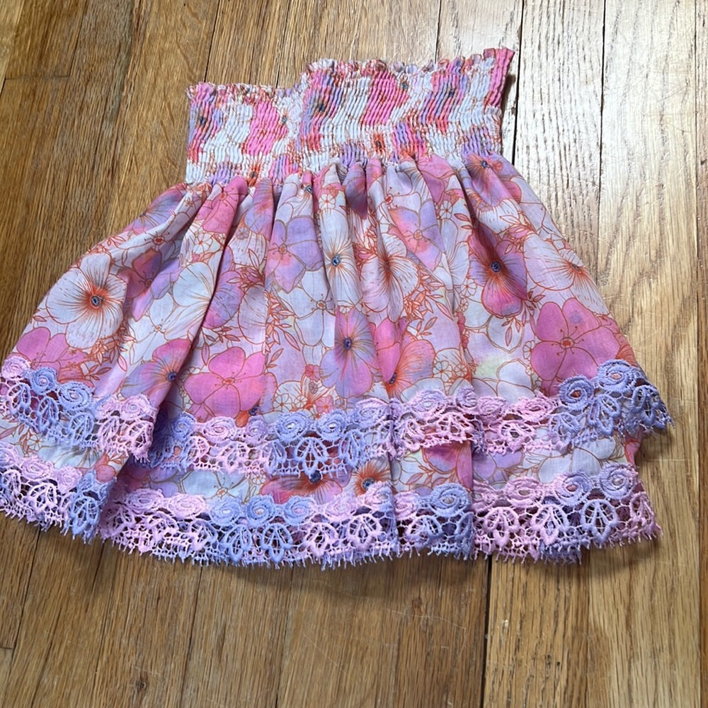 Peixoto Kid’s Pink and Purple Floral Skirt Size S