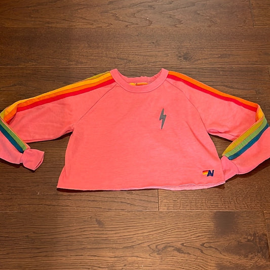 Aviator Nation Women’s Peachy Pink Cropped Sweatshirt Size Small