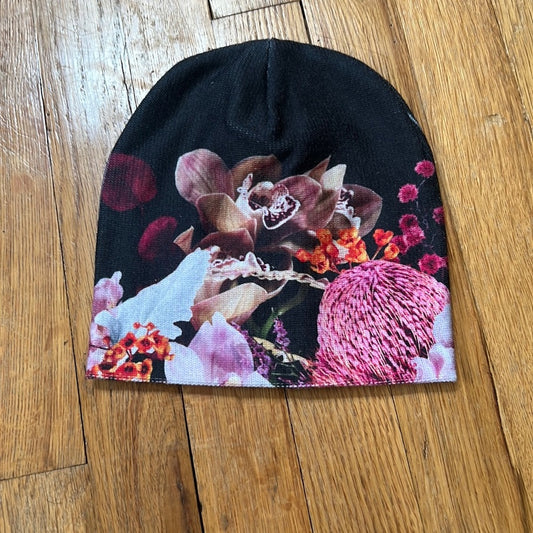Molo Kid’s Black and Pink Floral Hat Size S/M