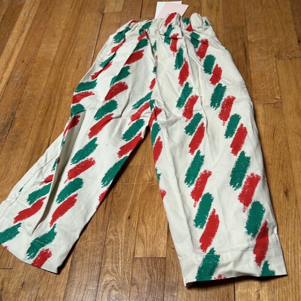 The Animals Observatory Kid’s Cream Green and Red Pants Size 8