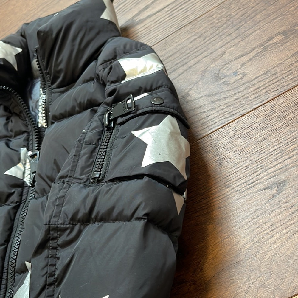 SAM Girls Black with Silver Star Puffer Jacket Size 8