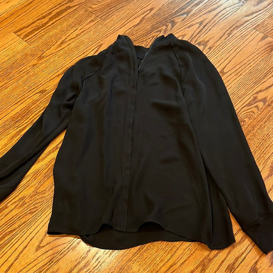 NWT Theory Woman’s Black Silk Blouse With Zipper Size S