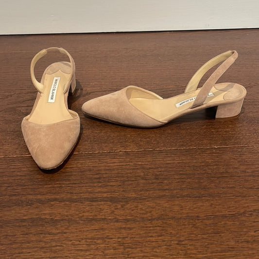 Manolo Blahnik Beige Blush Suede Low Heel Sling Backs Size 39/9