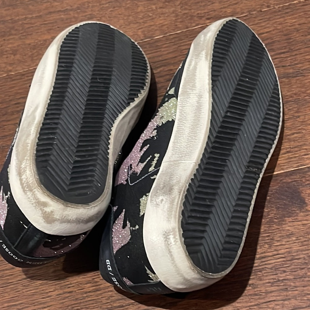 NWOT Golden Goose Women’s Glitter Purple and Black Sneakers Size 38