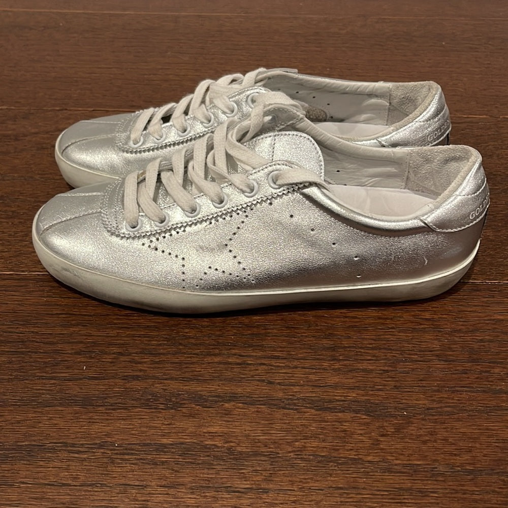 NWOT Golden Goose Women’s Silver Sneakers Size 38/8