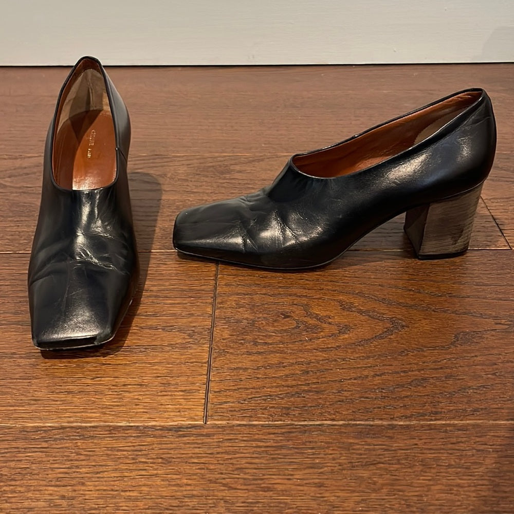 Celine Women’s Black Leather Square Toe Heels Size 38.5