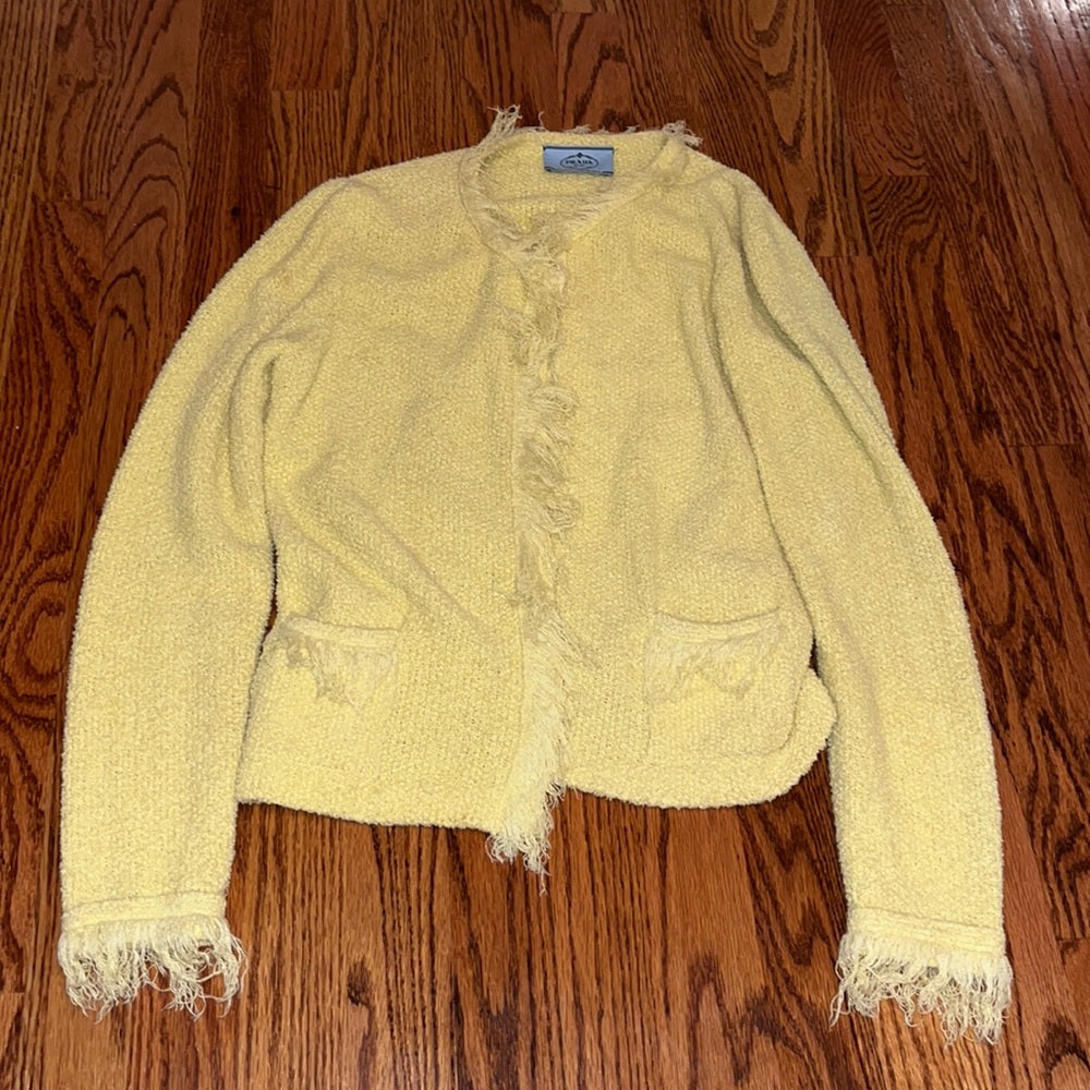 Prada Woman’s Yellow Cardigan Sweater Size EU 42