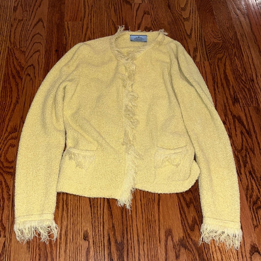 Prada Woman’s Yellow Cardigan Sweater Size EU 42