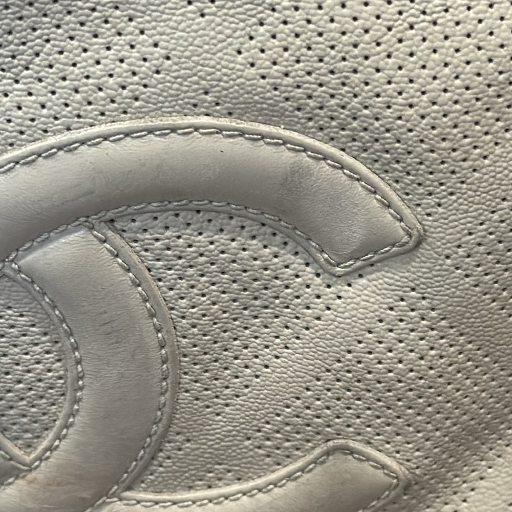 Chanel Off-White Perforated Leather CC Tote
