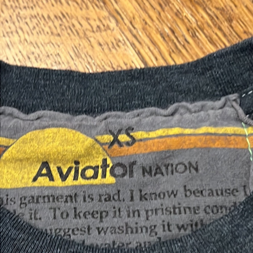 Aviator Nation Women’s Short Sleeve Tee Grey Blue Red and Yellow Size XS