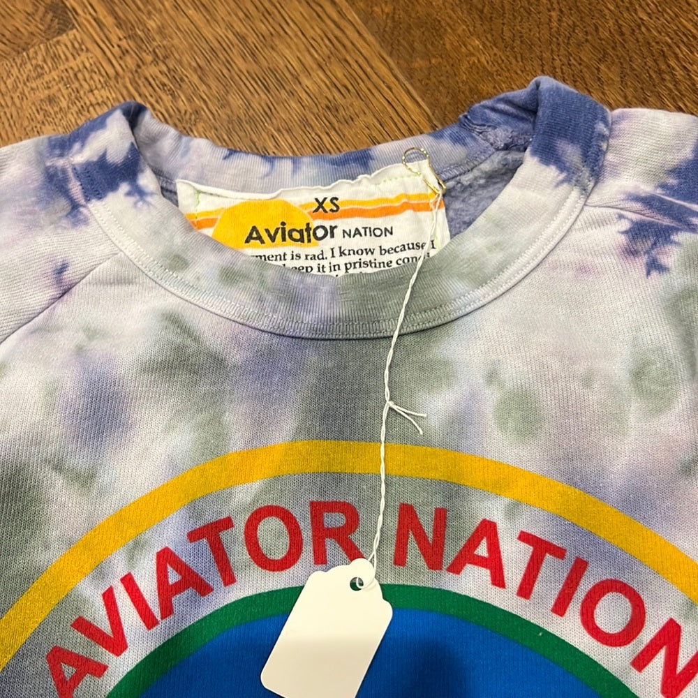 NWT Aviator Nation Women’s Crewneck Purple, Green, and Rainbow Size Extra Small