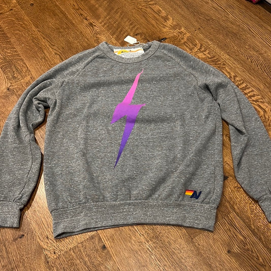 NWT Aviator Nation Women’s Long Sleeve Tee Grey Pink and Purple Size XS