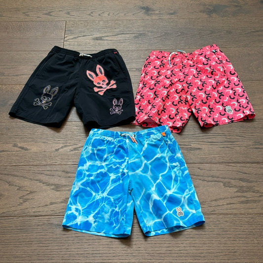Psycho Bunny Bundle of Boys Bathing Suit Swim Trunks Size 10/12
